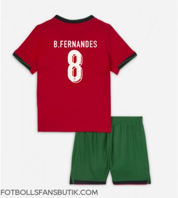 Portugal Bruno Fernandes #8 Replika Hemmatröja Barn EM 2024 Kortärmad (+ Korta byxor)